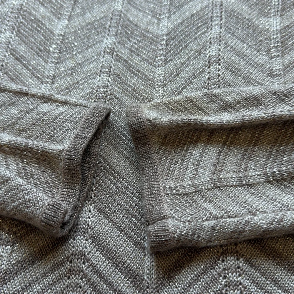 Express Chevron Metallic Knit Bodycon Dress Tan Cream Silver XS Party Night Out - Picture 14 of 14
